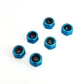 Lefthander-RC M3 Metric Mini Lock Nuts (6)- BLUE